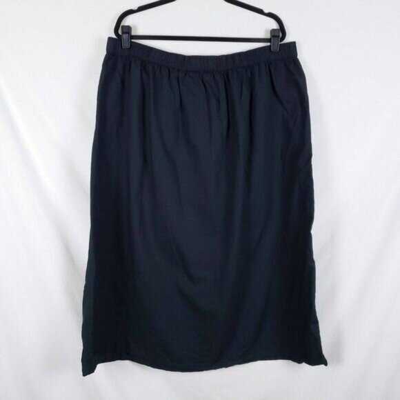 Pact Women's Wrap Skirt Linen-Blend XXL Black Midi Natural Organic Minimalist - Picture 5 of 12